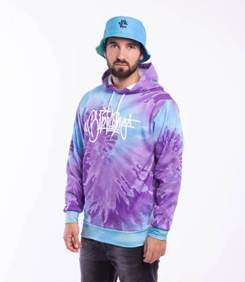 El Polako TIE DYE THROW Bluza z Kapturem Seledynowy/Fioletowy