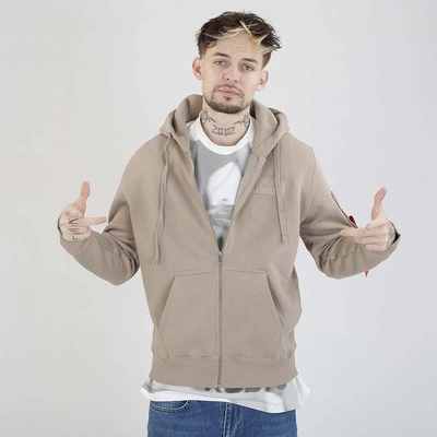 Bluza Alpha Industries Hoodie Zip Back Print 128342 beżowa