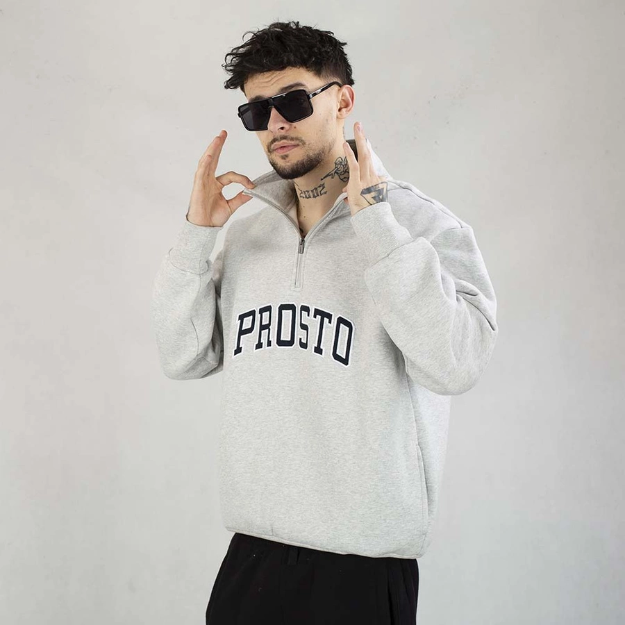 Bluza Prosto Crewneck Mobi Half ZIP szara