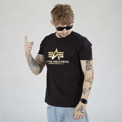 Koszulka Alpha Industries Basic 100501FP czarna złota