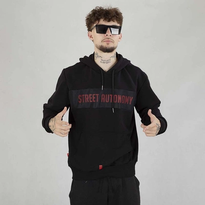 Bluza Street Autonomy Hoodie COM czarno czerwona