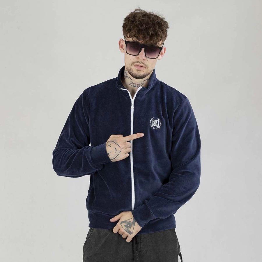 Bluza Diil Crewneck ZIP Welur granatowa