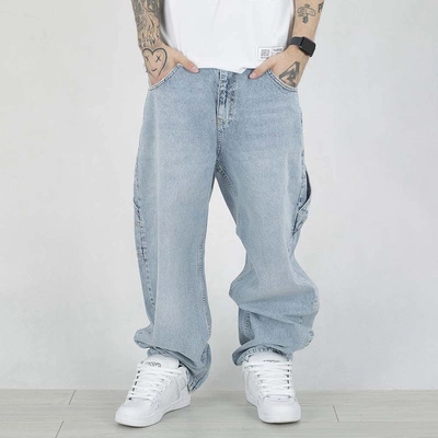 Spodnie Baggy Jigga Wear Jeans Cargo Wear Crown jasne niebieskie