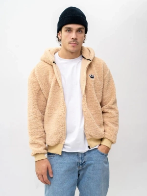 Bluza Jigga Wear Hoodie Teddy Simple Crown Oversize Zip beżowa