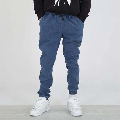 Spodnie Jogger Chada Jeans Haft niebieskie