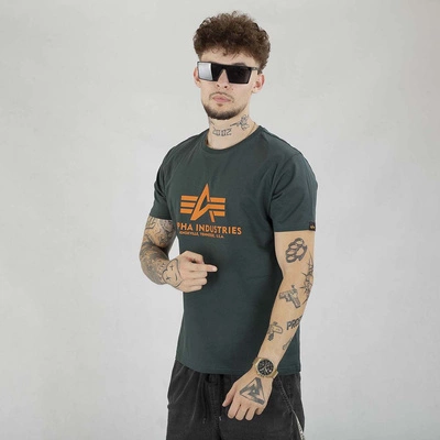 Koszulka Alpha Industries Basic T ML 118533 czarna  ciemno zielona