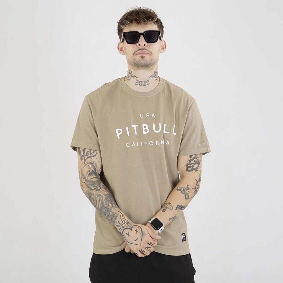 Koszulka Pit Bull Slim Fit USA Cal beżowa