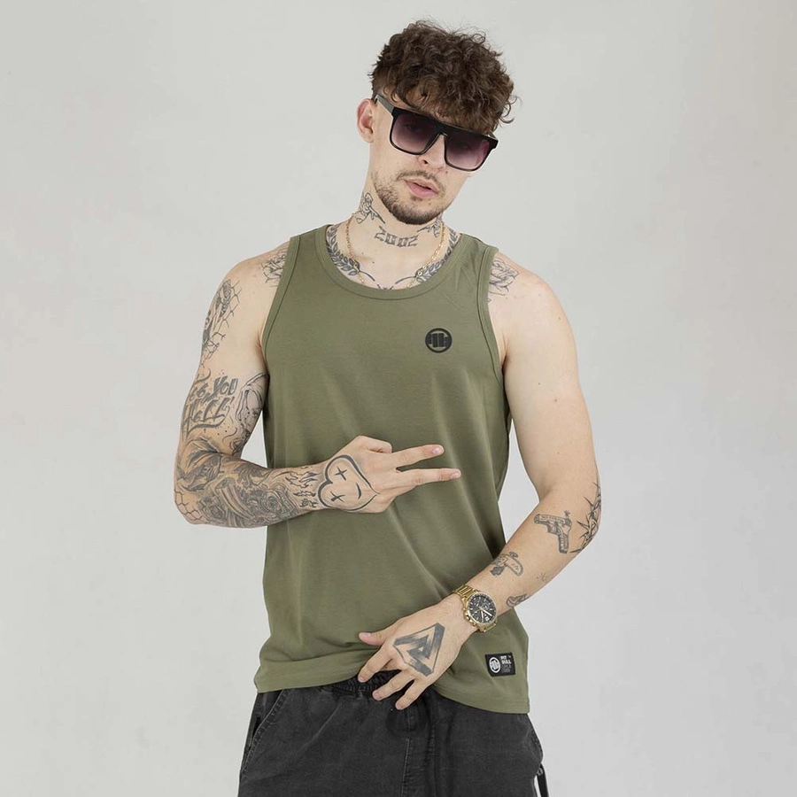 Tank Top Pit Bull Slim Fit Small Logo oliwkowy