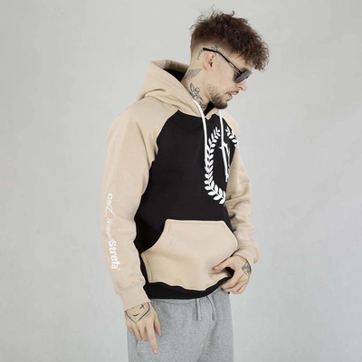Bluza Hoodie Ciemna Strefa CS Reglan czarno beżowa 