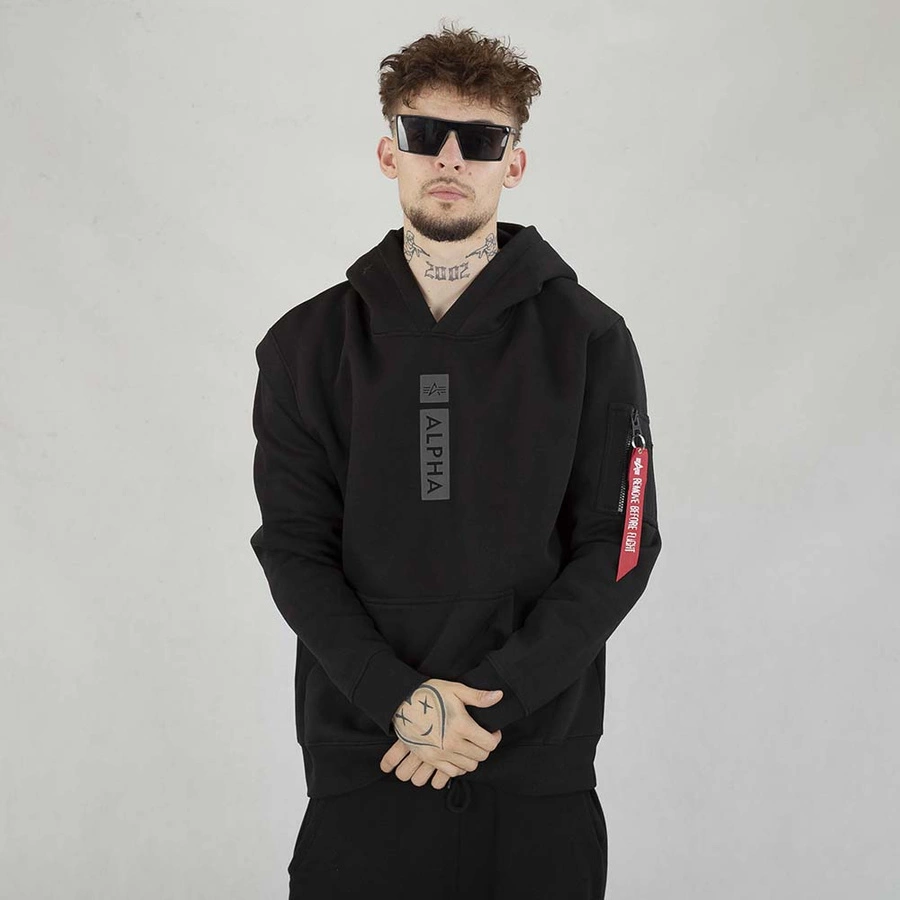 Bluza Alpha Industries Hoodie Zip Back Print 128342 czarna