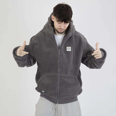 Kurtka Zimowa Mass Hoodie ZIP Patch Teddy szara