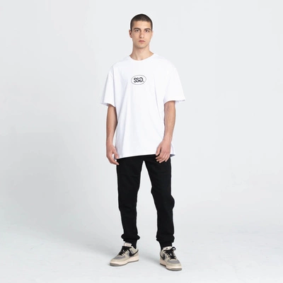 T-Shirt Smoke Story Oval Frame Basic Logo Biały