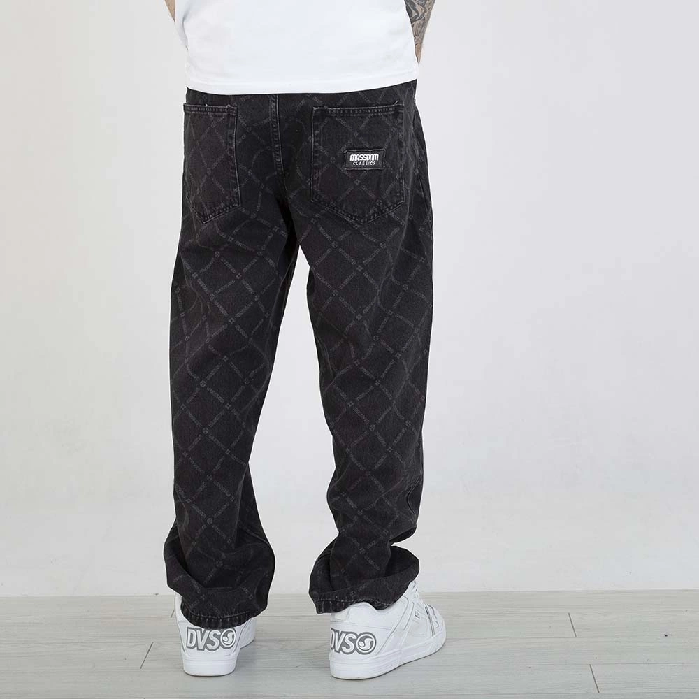 Spodnie Mass Jeans Extra Baggy Fit Monogram czarne sprane