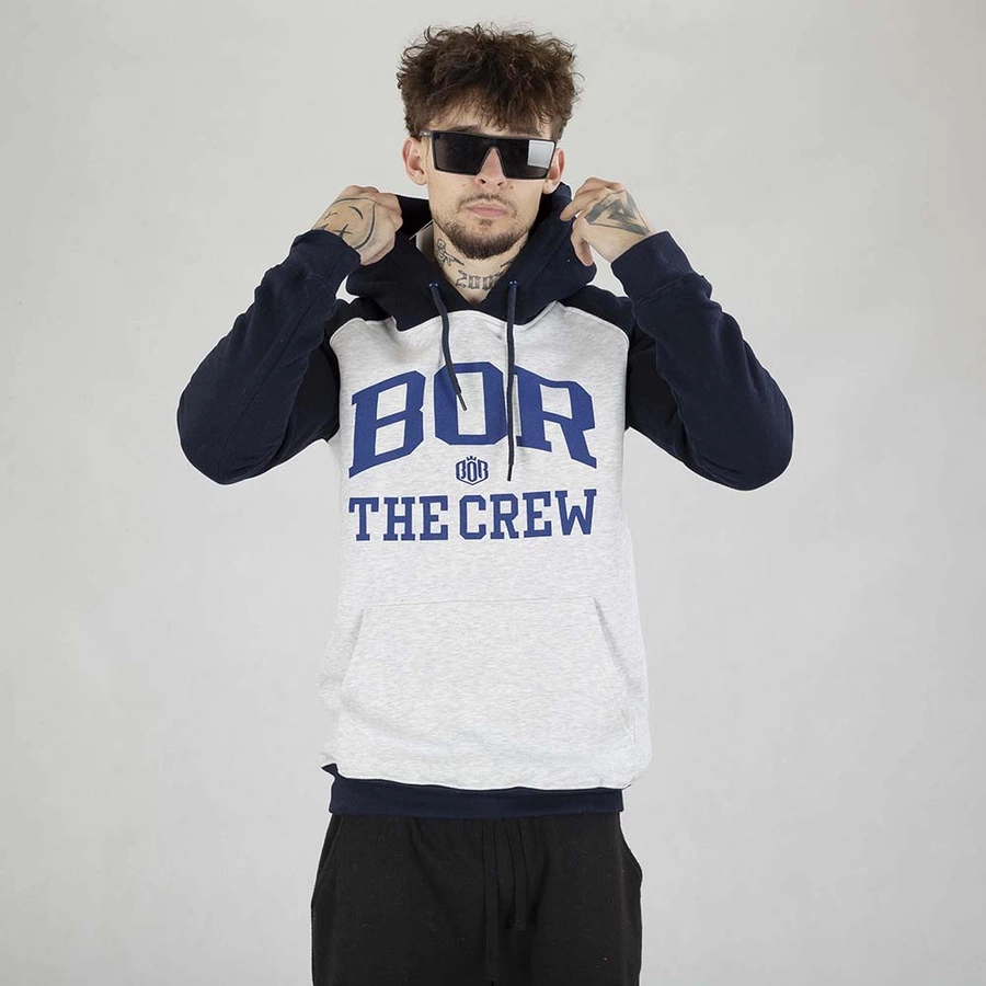 Bluza Hoodie Biuro Ochrony Rapu BOR THE CREW szaro-granatowa