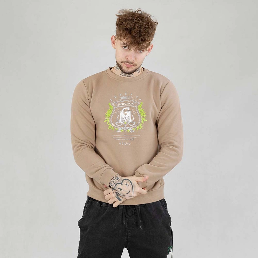 Bluza Ganja Mafia Crewneck Herb beżowa