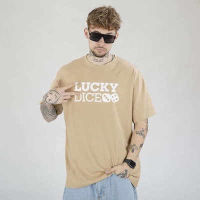 T-shirt Lucky Dice Baggy LD Classic beżowy