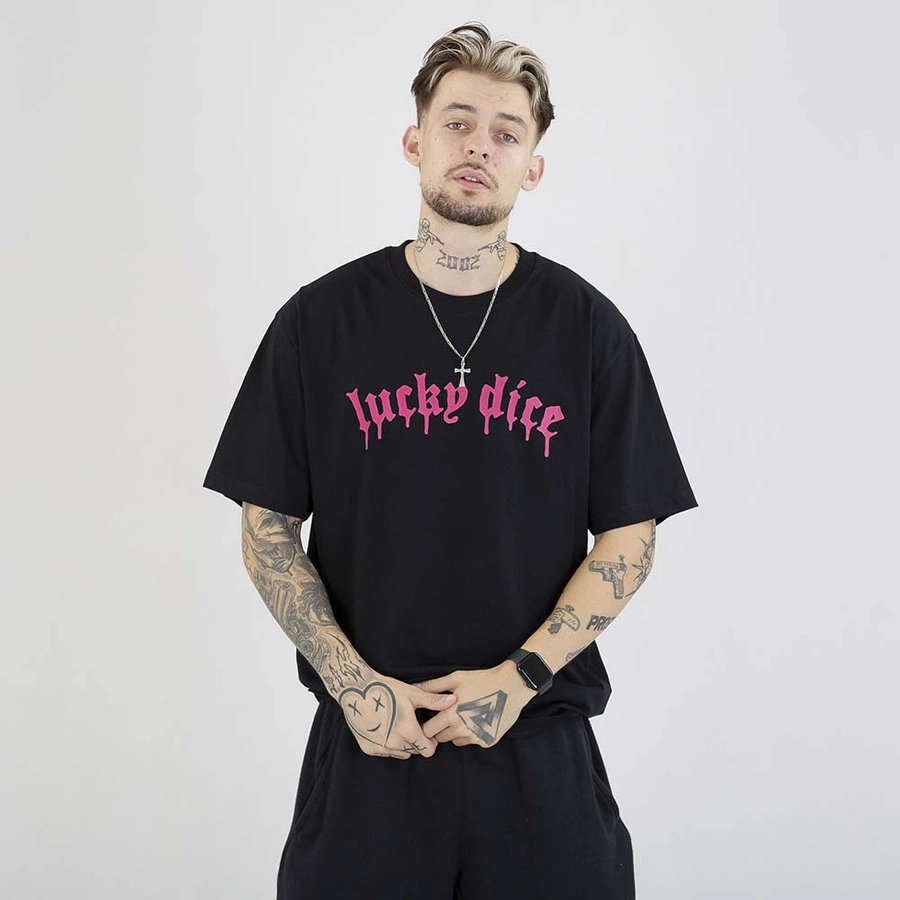 Koszulka Lucky Dice Baggy LD Melt czarna różowa