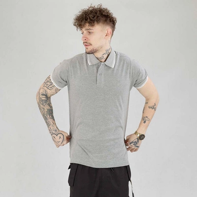 Koszulka Polo Niemaloga Stripes szaro biała