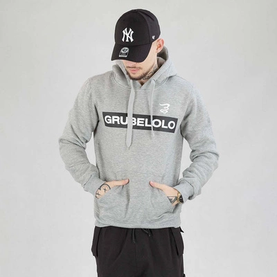 Bluza Grube Lolo hoodie Napis Grube Lolo szara