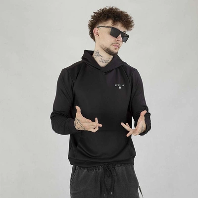 Bluza SikSilk Hodie Essentials Polie SS-26415 czarna