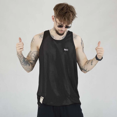 Tank Top Mass Signature Patch Mesh biały czarny