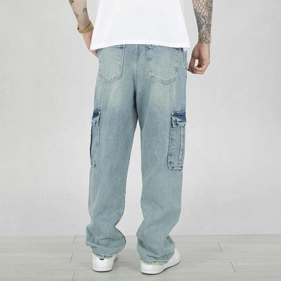 Spodnie I8 Denim Baggy Cargo BAG03 light grey jeasnowe