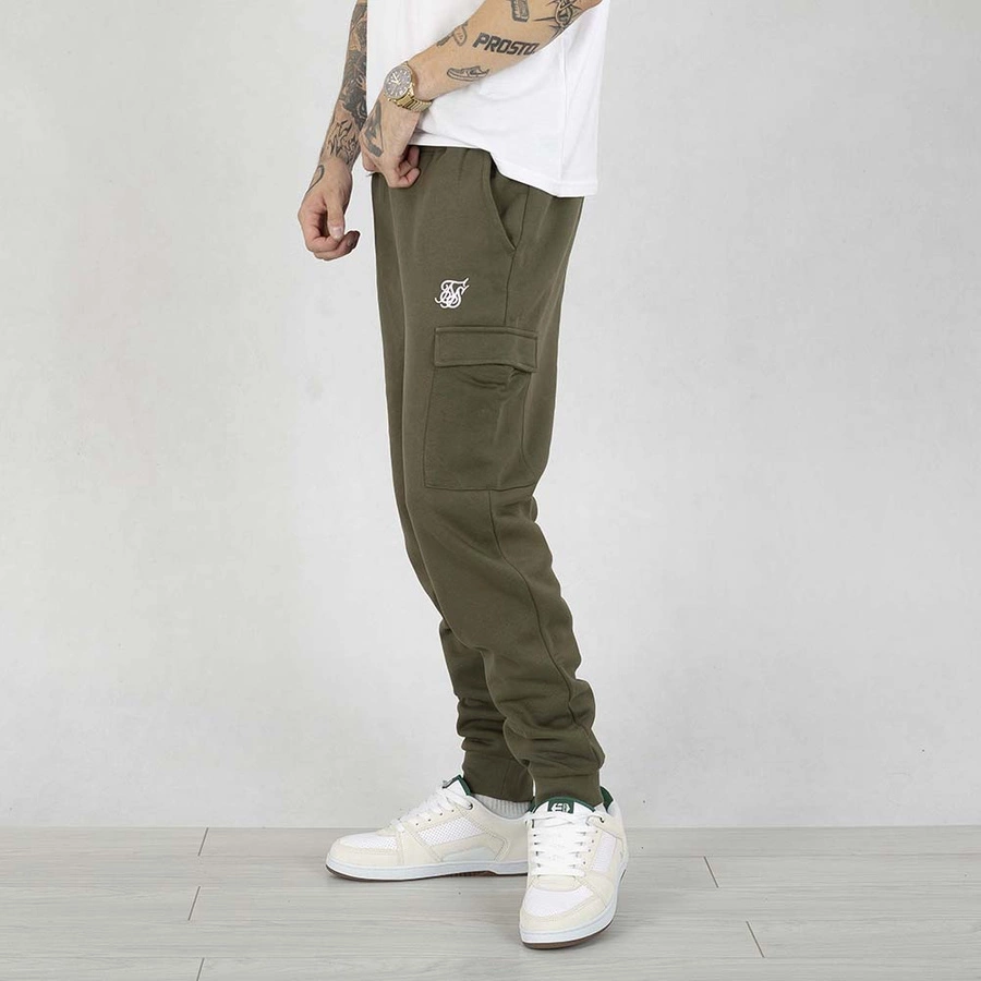 Spodnie dresowe SikSilk Essentials Cargo Joggers SS-24866 khaki