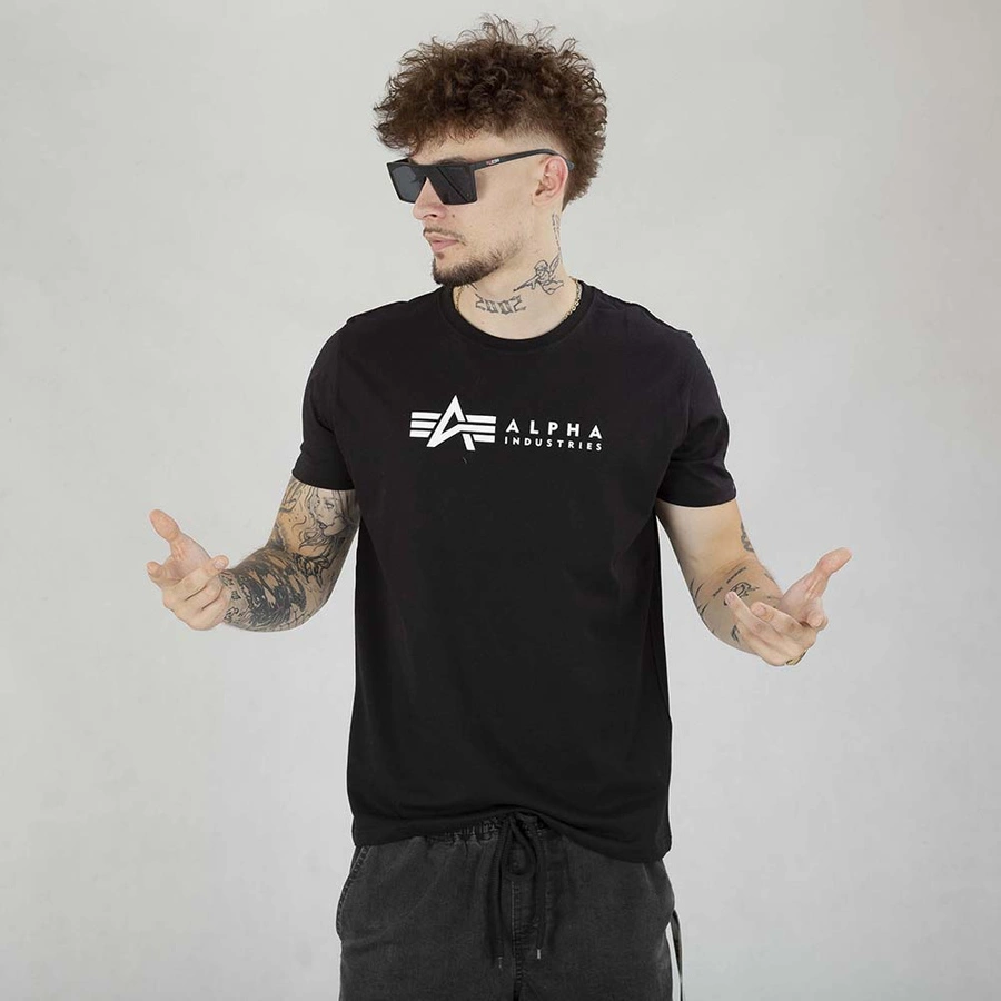 Koszulka Alpha Industries Label T 2pack 118534 czarna biała