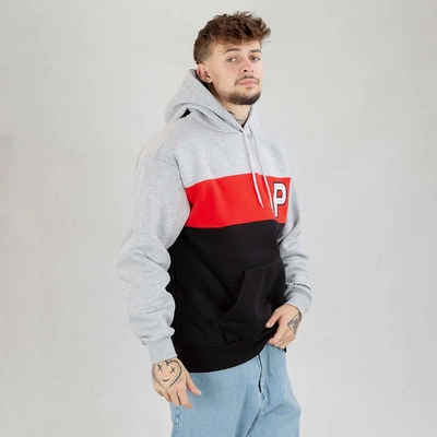 Bluza Prosto Hoodie Pockez szara czerwona