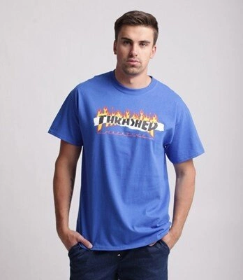 Thrasher Ripped T-Shirt Niebieski