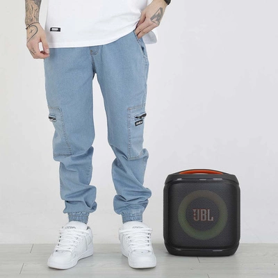 Spodnie Jigga Wear Zip Cargo Bojówki jasno niebieskie
