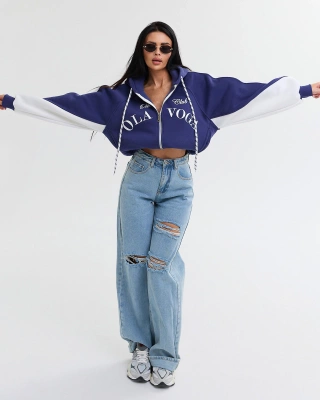 Bluza Olavoga Hoodie Zip Ashen Sky granatowa