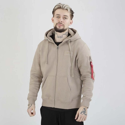Bluza Alpha Industries Hoodie Zip  Back Print 128342 beżowa