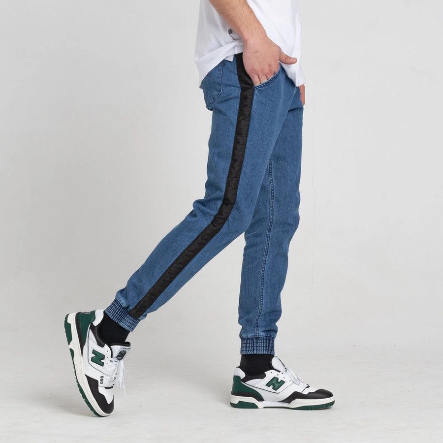 SmokeStory-Jogger Czarny Lampas Slim Jeans Spodnie Light Blue