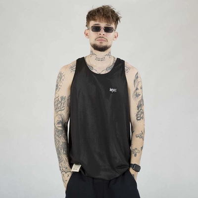 Tank Top Mass Signature Patch Mesh biały czarny