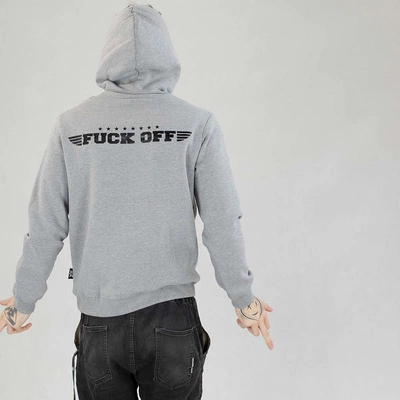 Bluza Hoodie Red Eyes Fuck Off szara