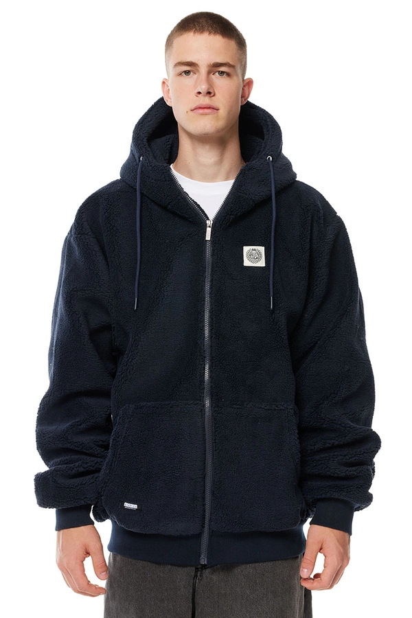 Kurtka Zimowa Mass Hoodie ZIP Patch Teddy granatowa