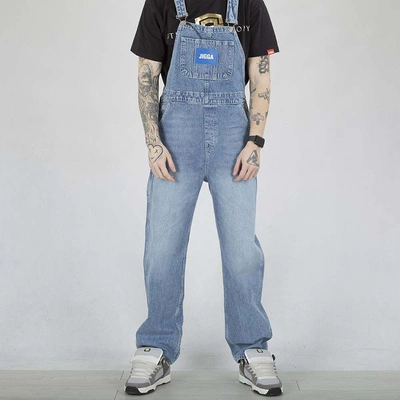 Spodnie Ogodniczki Baggy Jigga Wear Jeans Logo Dungarees niebieskie