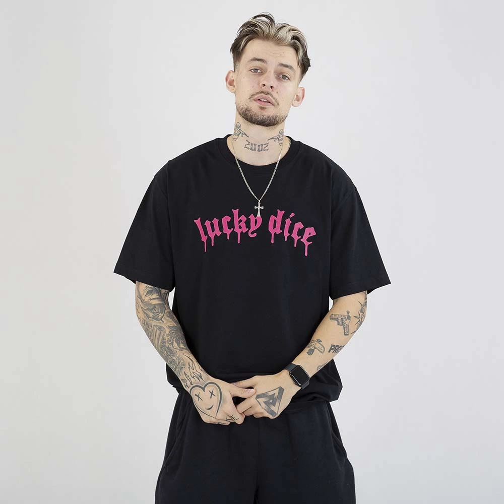Koszulka Lucky Dice Baggy LD Melt czarna różowa