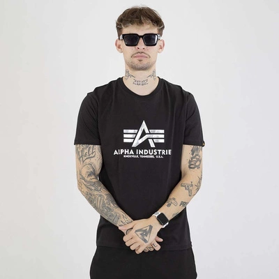 Koszulka Alpha Industries Basic Foil Print 100501FP czarna srebrna