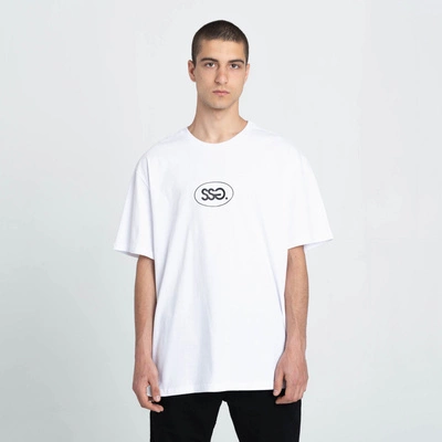 T-Shirt Smoke Story Oval Frame Basic Logo Biały