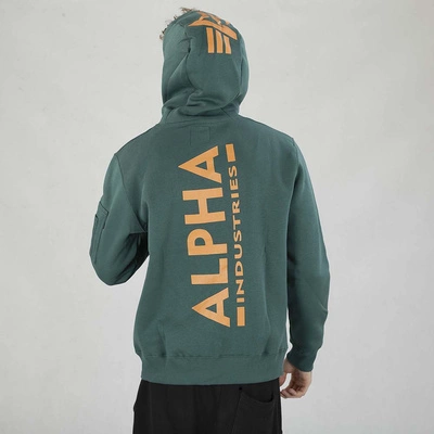 Bluza Alpha Industries Hoodie Zip Back Print 128342 zielona