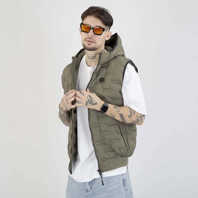 Bezrękawnik Pit Bull Hoodie Fisk Quilted szarozielony