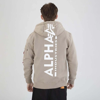 Bluza Alpha Industries Hoodie Zip  Back Print 128342 beżowa