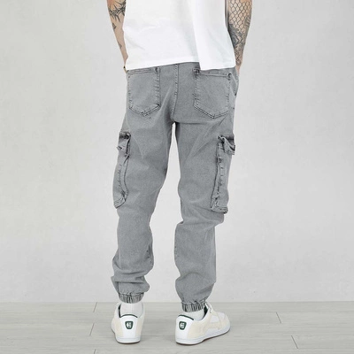 Spodnie I8 Denim Baggy Cargo BAG03 light grey jeasnowe