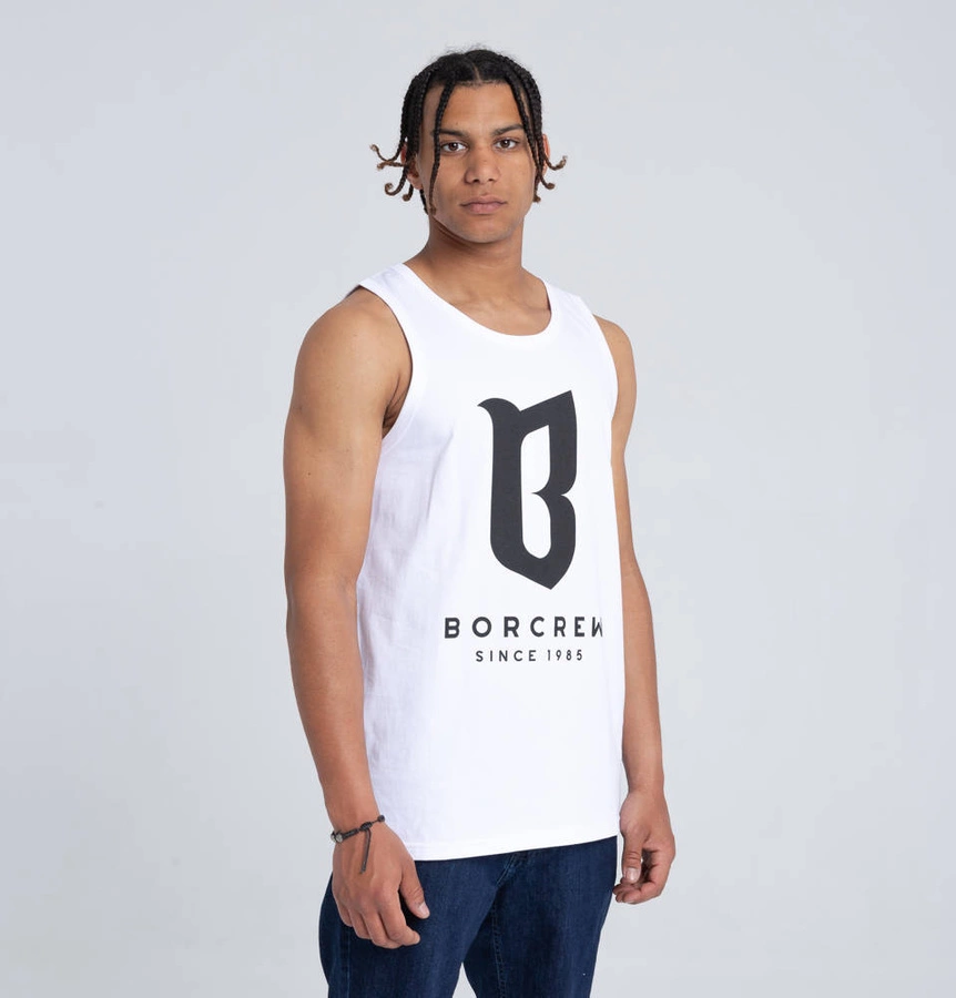 Biuro Ochrony Rapu BORCREW CLASSIC Tank Top Biały