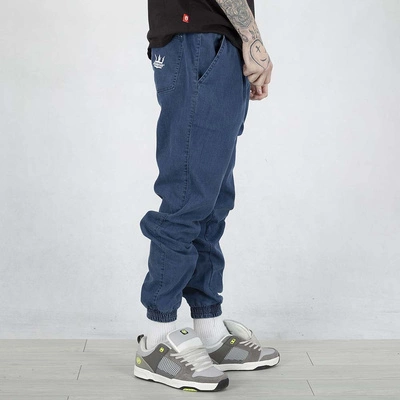 Spodnie Jigga Wear Crown Jogger Jeans Pool niebieskie