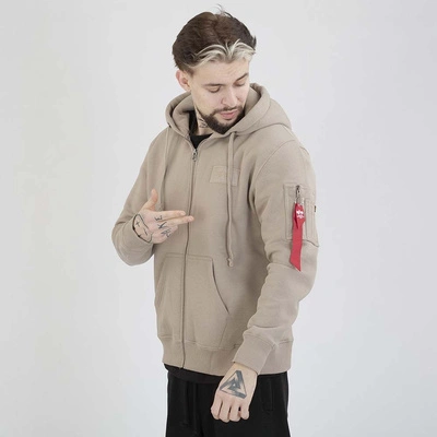 Bluza Alpha Industries Hoodie Zip  Back Print 128342 beżowa