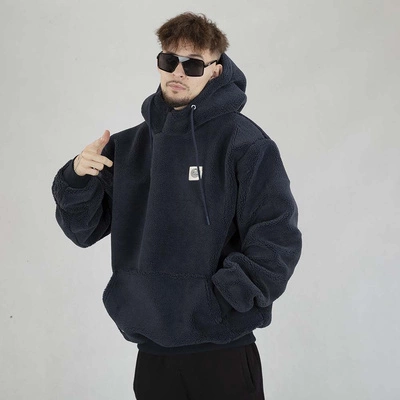 Kurtka Zimowa MASS Hoodie Patch Teddy granatowa