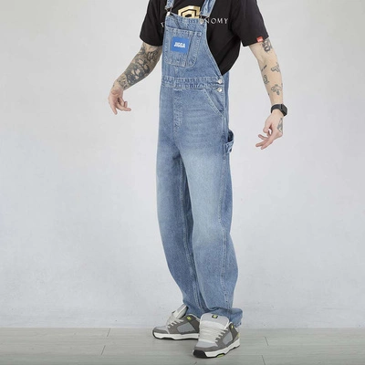 Spodnie Ogodniczki Baggy Jigga Wear Jeans Logo Dungarees niebieskie